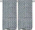 Ridhi Block Print Basil Green Cotton Spa/Beach Towel 27"x54" Set of 2 Handmade by Ridhi