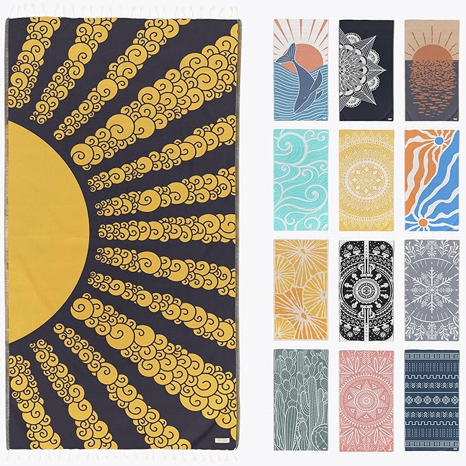 FESHKA Sand Proof Turkish Beach Towel – Oversized, Quick Dry & Lightweight by FESHKA