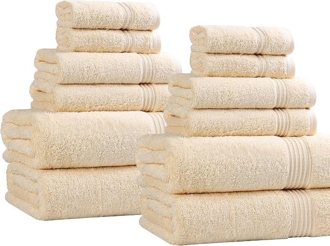 Superior Egyptian Cotton 12-Piece Towel Set, Guest Bath Decor Essentials - Image 2