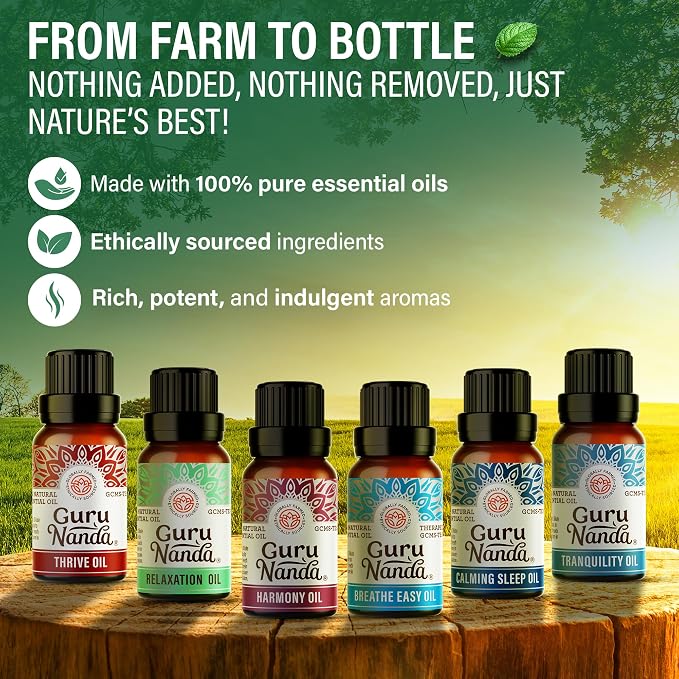 GuruNanda Essential Oil Blends – 6 Pack, Breathe Easy, Tranquility, Relaxation - Image 3