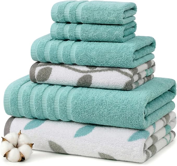 Modern Threads Natural Vine 6-Piece 100% Cotton Towel Set – Yarn Dyed Jacquard by ModernThreads