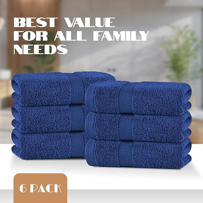 White Classic Navy Hand Towels for Bathroom Cotton Hand Towel Bulk for Gym - Image 4