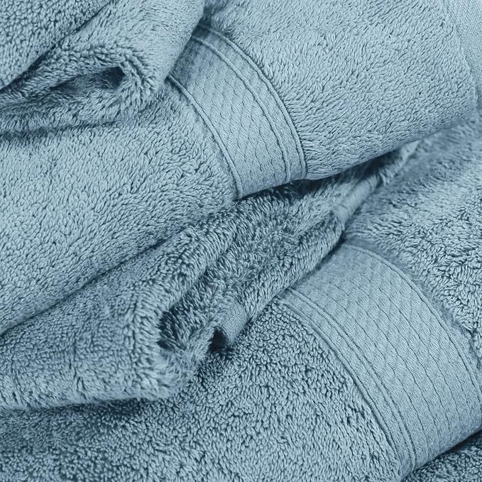 SUPERIOR Solid Egyptian Cotton Towel Set, Washcloths 13” x 13”, Hand Towels 20” - Image 8