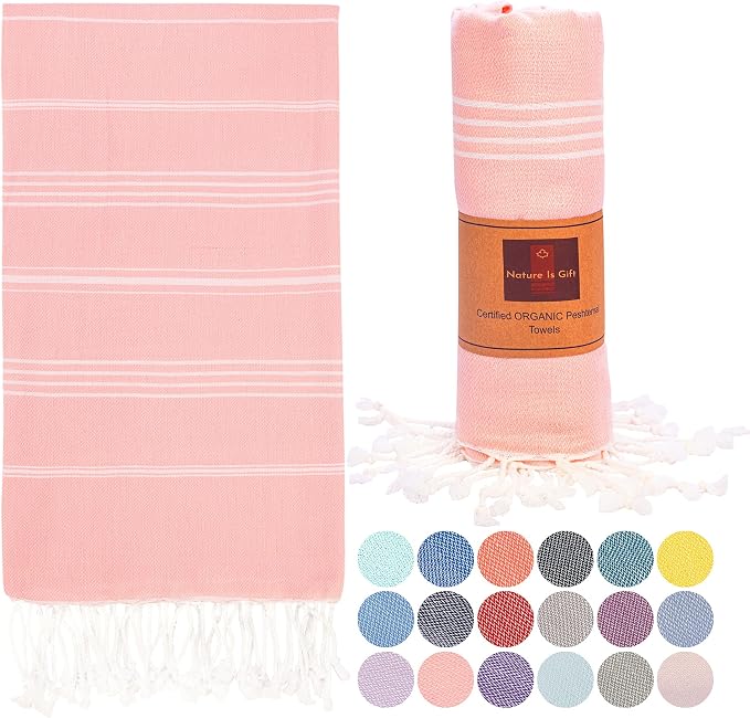 Turkish Beach Towel | 100% Cotton, 38 x 70 Inches | Quick Dry, Sand Free by NatureIsGift