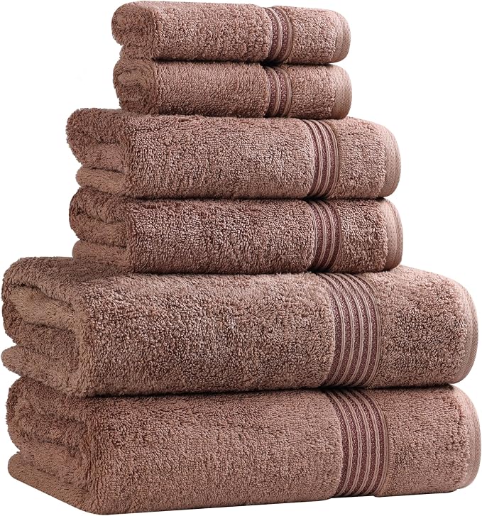 Superior Egyptian Cotton 6-Piece Towel Set, Bathroom Essentials, Towels by SUPERIOR