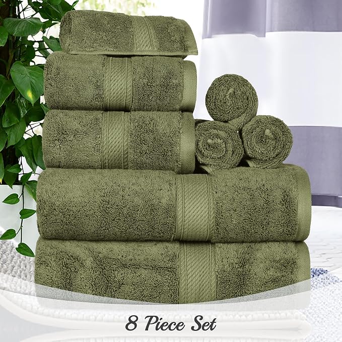 Superior Egyptian Cotton Pile 8 Piece Towel Set, Includes 2 Bath, 2 Hand - Image 3