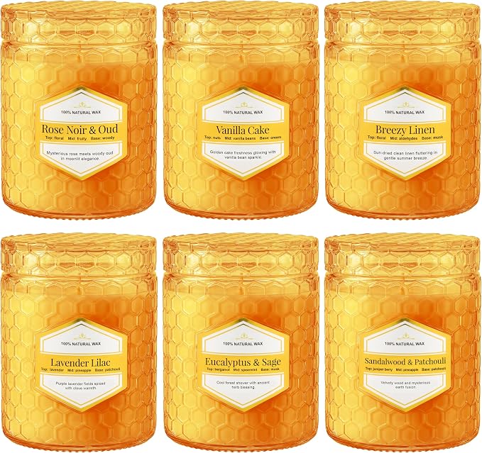 6 Pack Amber Glass Scented Candles by JXDLSQCandlesGiftsSets