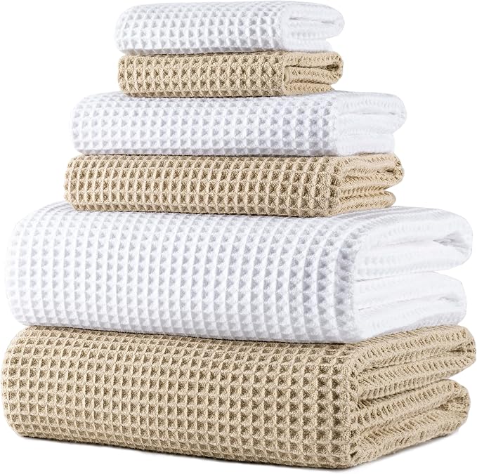 POLYTE 430 GSM Microfiber Quick Dry Lint Free Oversize Bath Towel Set, 6 Piece by Polyte