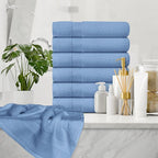 White Classic Luxury Light Blue Hand Towels - Image 6