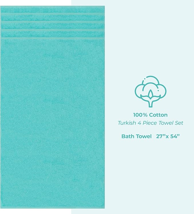 American Soft Linen Luxury 4 Piece Bath Towel Set, 600 GSM 100% Cotton Turkish - Image 4