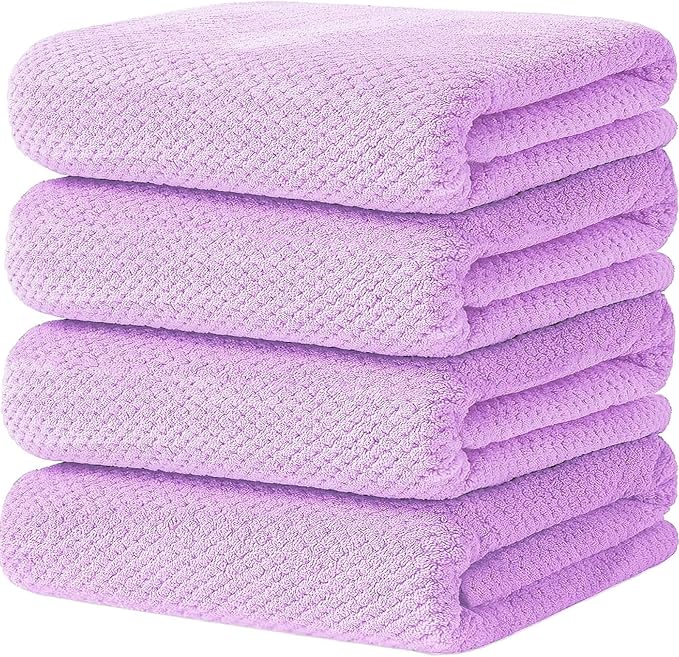 4 Pack Bath Towel Set, Waffle Bath Towel Set, Microfiber Super Soft Highly by Wuwahold