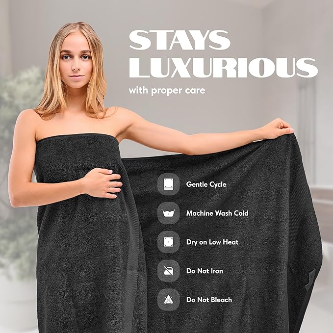 White Classic Luxury Soft Black Bath Sheet Towels - Image 6