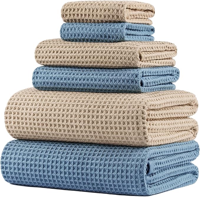 POLYTE 430 GSM Microfiber Quick Dry Lint Free Oversize Bath Towel Set, 6 Piece by Polyte