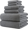 POLYTE 430 GSM Microfiber Quick Dry Lint Free Oversize Bath Towel Set, 6 Piece by Polyte