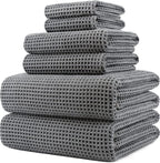 POLYTE 430 GSM Microfiber Quick Dry Lint Free Oversize Bath Towel Set, 6 Piece by Polyte
