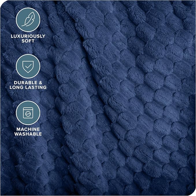 Bare Home Textured Fleece Blanket - Image 3