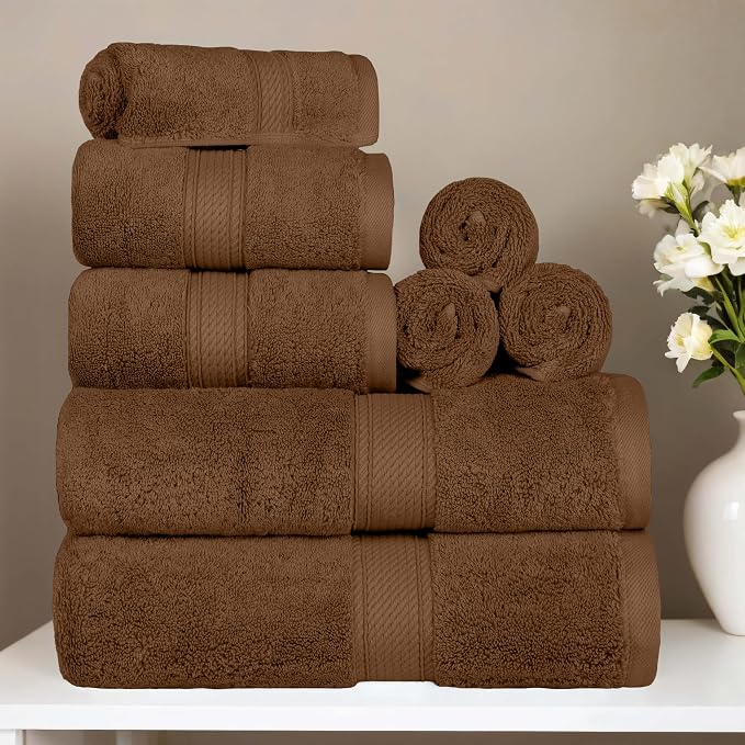 SUPERIOR Egyptian Cotton Pile 8 Piece Towel Set, Includes 2 Bath, 2 Hand - Image 2