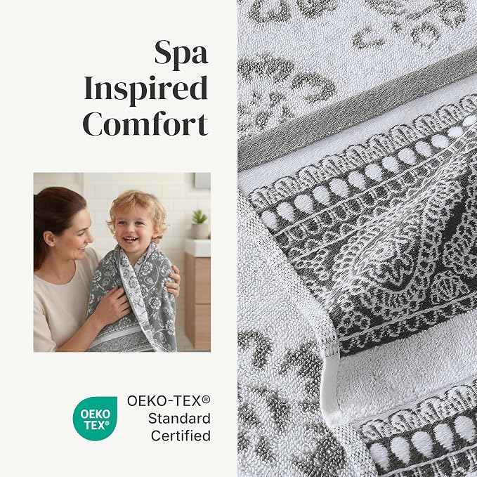 Modern Threads Floral Trail 6-Piece 100% Cotton Towel Set – Reversible Yarn - Image 4