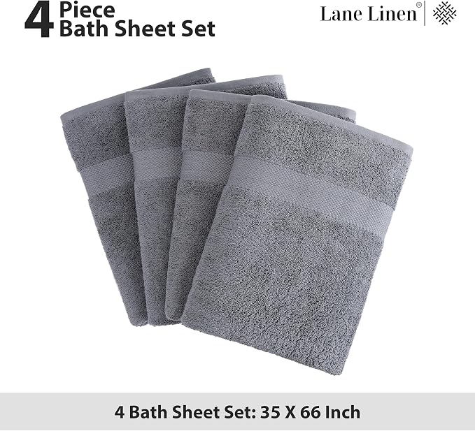 LANE LINEN 100% Cotton 4 Pack Bath Sheets - Image 5