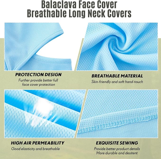 SATINIOR 3 Piece Balaclava Face Cover Sun Protection Neck Cover Summer - Image 5