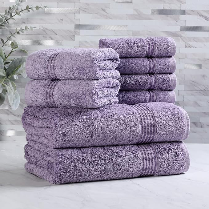 Superior Egyptian Cotton 8-Piece Towel Set, Guest Bath Decor Essentials by SUPERIOR