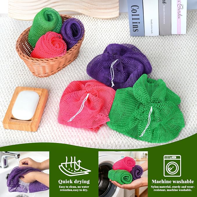 African Net Sponge Authentic, 3 Pieces Exfoliating Scrubber Bath Sponge - Image 5