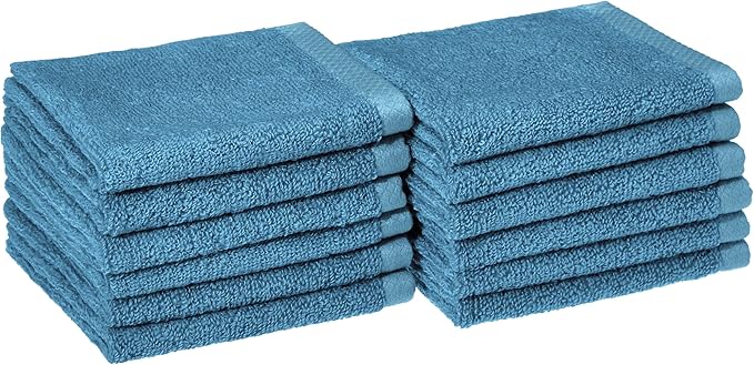 Amazon Basics Soft Cotton Washcloths, Lake Blue by AmazonBasics