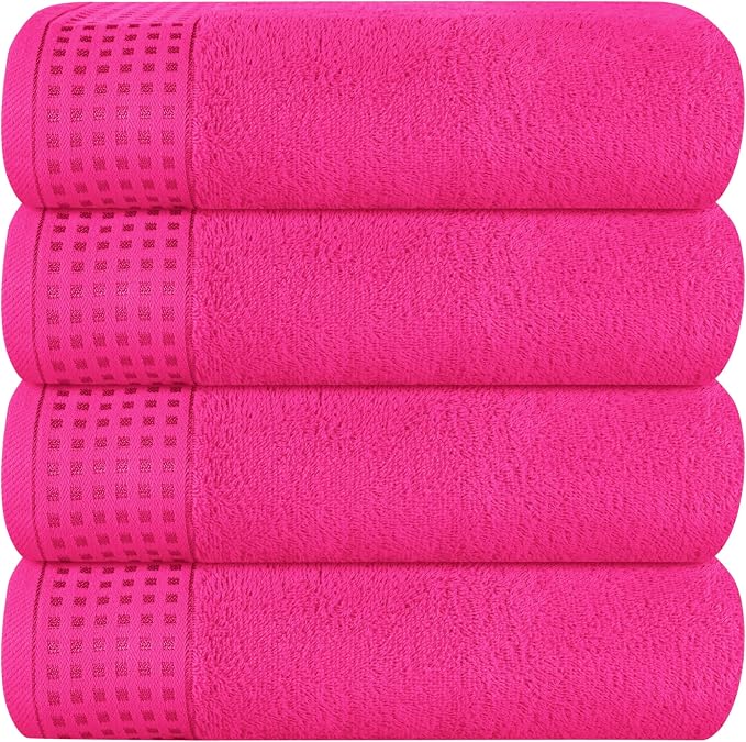 GLAMBURG Ultra Soft 4 Pack Oversized Bath Towel Set 27x54 inches, 100% Cotton by GLAMBURG