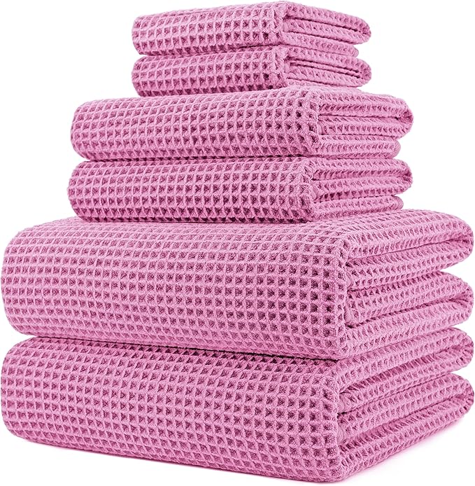 POLYTE 430 GSM Microfiber Quick Dry Lint Free Oversize Bath Towel Set, 6 Piece by Polyte