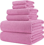 POLYTE 430 GSM Microfiber Quick Dry Lint Free Oversize Bath Towel Set, 6 Piece by Polyte
