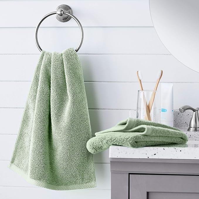 Amazon Basics Lightweight Quick-Dry Hand Towels, 100% Cotton, Seafoam Green - Image 7