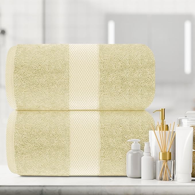 White Classic Luxury Soft Beige Bath Sheet Towels - Image 6