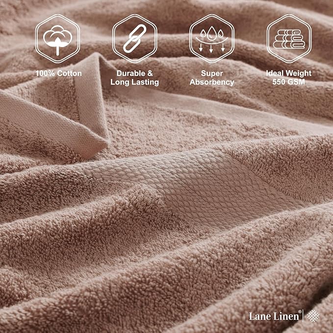 LANE LINEN 100% Pure Cotton Bath Sheets 4 Pack - Image 6