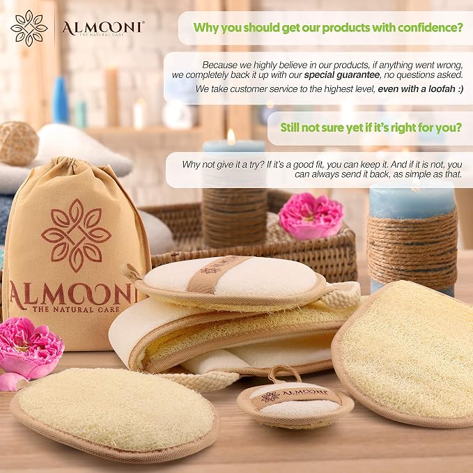 Almooni Natural Loofah Exfoliating Body Scrubber, Made - Image 8