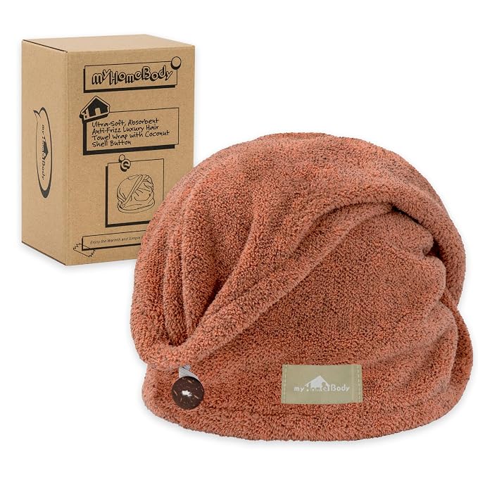 myHomeBody Hair Towel Wrap, Luxury Quick Drying Turban, Ultra Soft Absorbent by myHomeBody