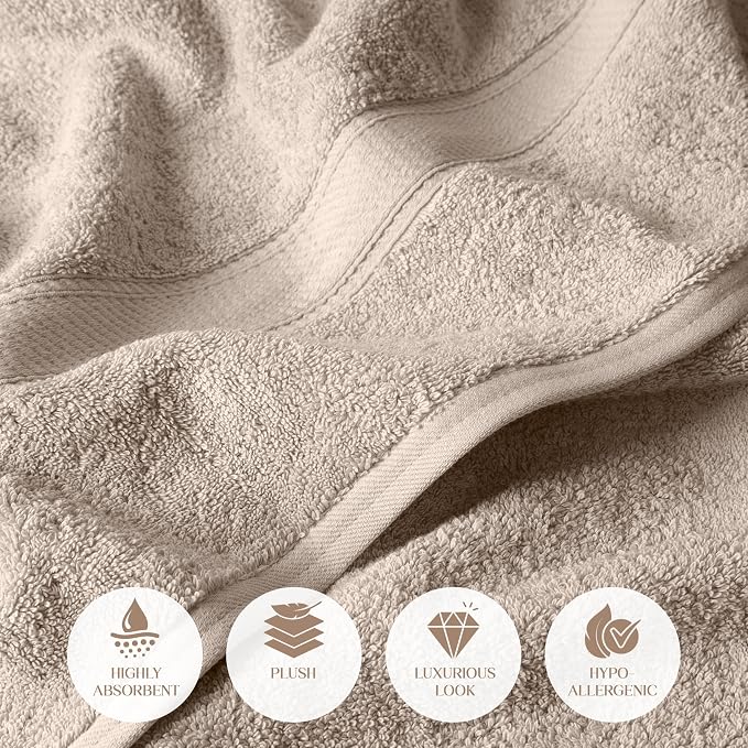 SUPERIOR Egyptian Cotton Pile Bath Towel Set of 2, Ultra Soft Luxury Towels - Image 5