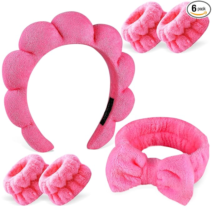 Zkptops 6Pcs Spa Headband for Washing Face Wristbands Set Women Bubble Makeup by ZKPTOPS