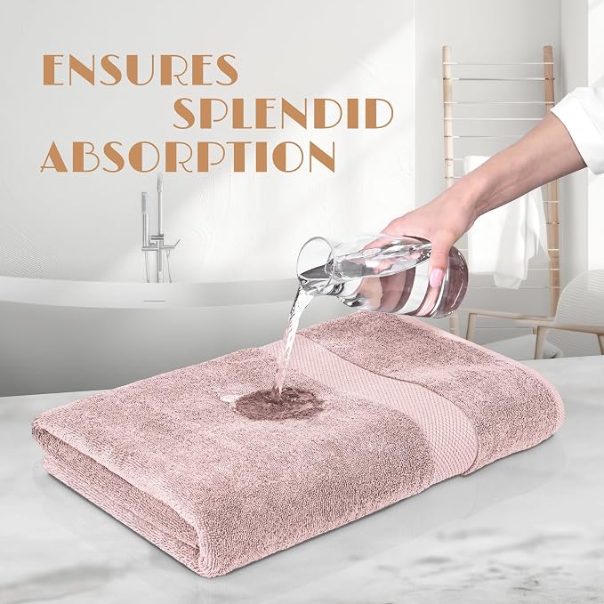 White Classic Wealuxe Pink Bath Towels 24x50 Inch, Cotton Towel Set - Image 5