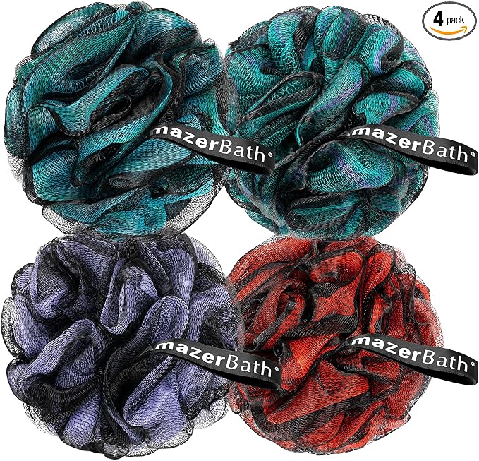 AmazerBath Charcoal Loofah Sponge, Large Shower Loofah 75g/PCS by AmazerBath