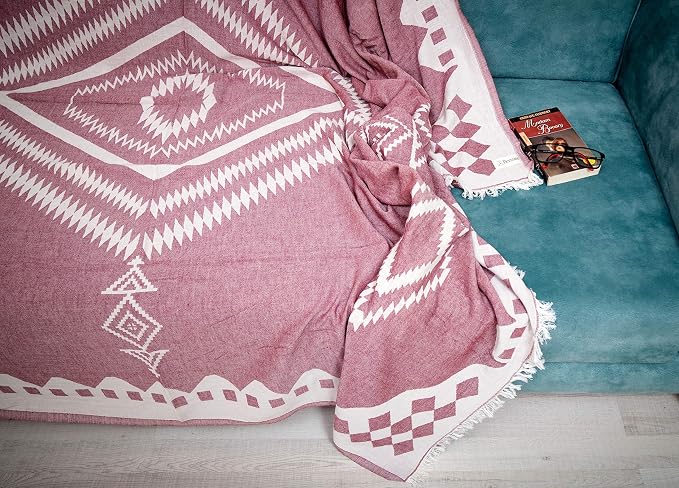 Bersuse 100% Cotton Bahamas XL Throw Blanket Turkish Towel Beach Blanket - Image 4
