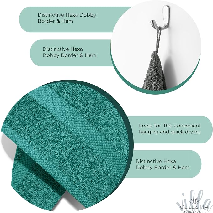 100% Cotton Hand Towel Set of 4, Sustainable, Highly Absorbent, Quick Drying - Image 4