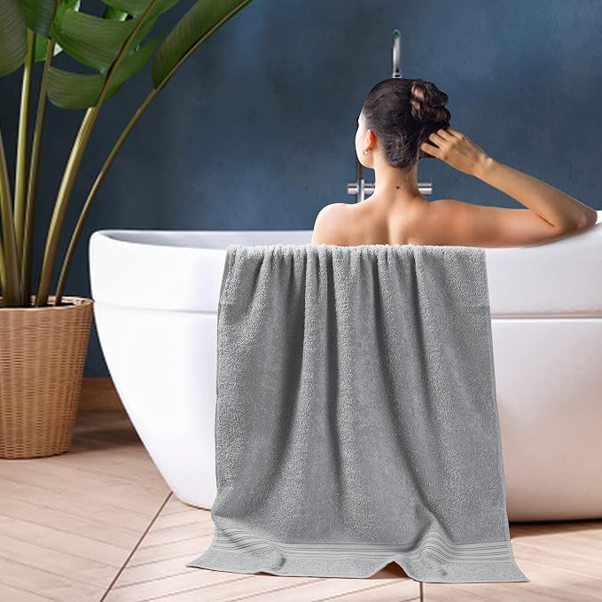BOUTIQUO 100% Cotton 2 Pack Bath Towel Set 28x55, Eco-Friendly Large Bath Towels - Image 5