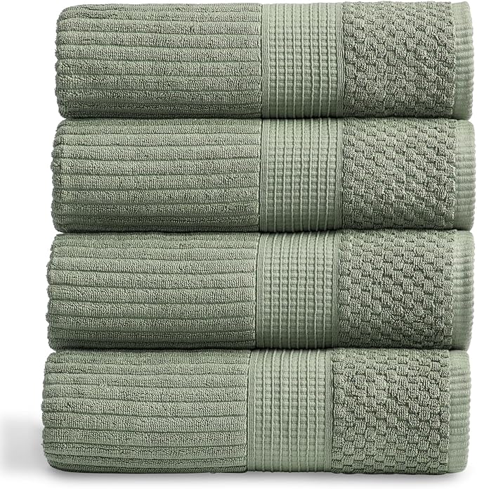 Springtree Home 100% Cotton Bath Towel Set of 4 | Super Soft & Absorbent by SpringtreeHome