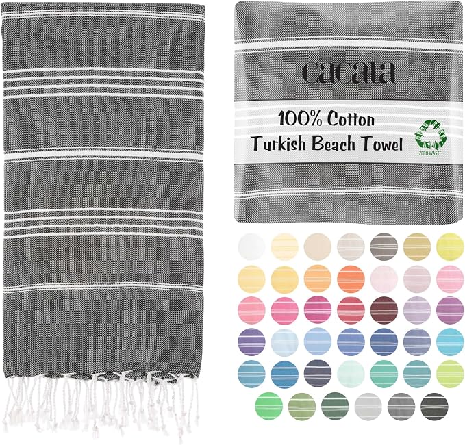 Cacala Lightweight and Thin Turkish Beach Towel 100% Cotton Sand-Free and by Cacala