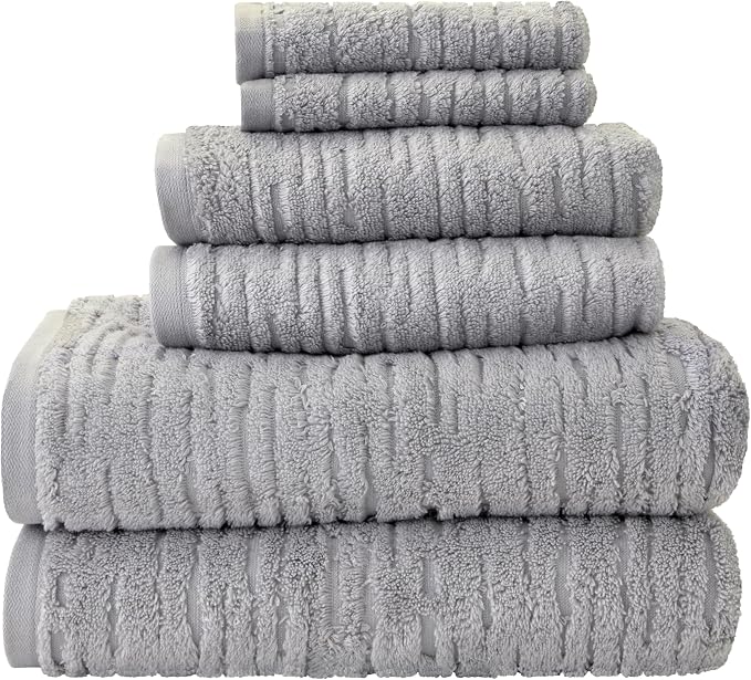 SKL Home CloudSoft 100% Cotton Luxury 6-Piece Towel Set, 600 GSM, Ultra Plush & by SKLHomebySaturdayKnightLtd