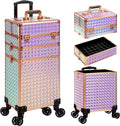 3 in 1 Rolling Makeup Train Case Professional Large Cosmetic Trolley by Unknown