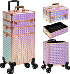 3 in 1 Rolling Makeup Train Case Professional Large Cosmetic Trolley by Unknown