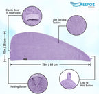 KEEPOZ Hair Towel Wrap Quick Dry 100% Cotton Super Absorbent Turban Head Wrap - Image 2