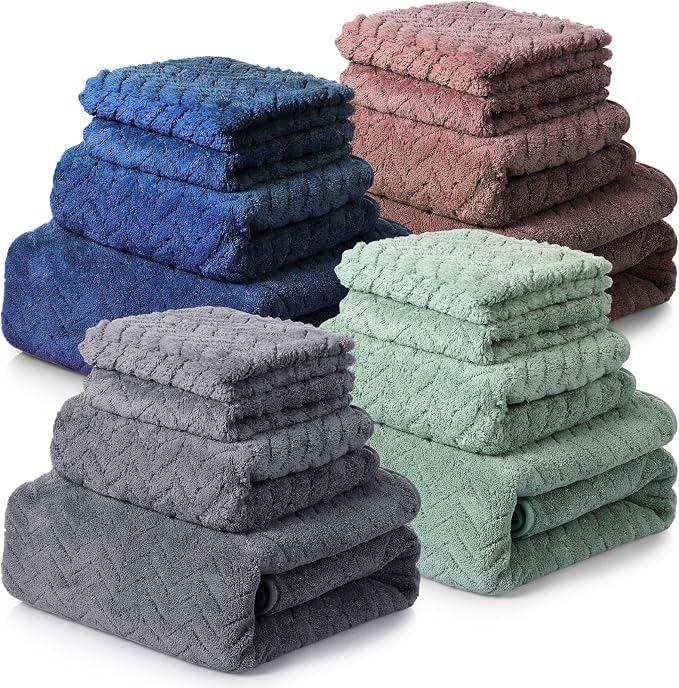 Mixweer 16 Pieces Bath Towels Sets Quick Dry Towel Set by Mixweer