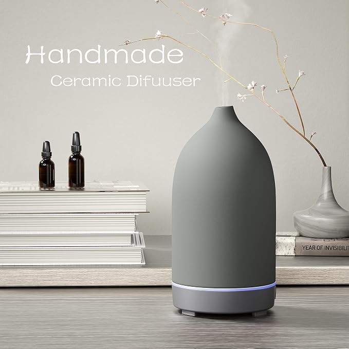 Aromatherapy Essential Oil Diffuser, 9 Colors Mood Light, 4 Timer Stone - Image 6